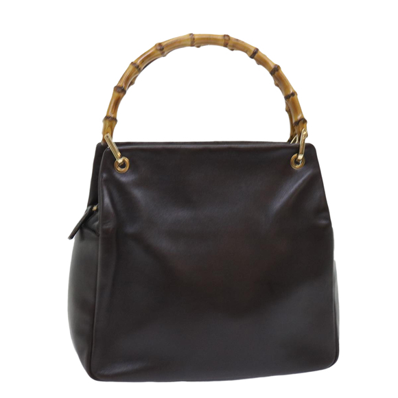 GUCCI Bamboo Hand Bag Leather Brown 000.0166.0580 Auth yk8566 - Picture 1 of 16